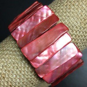 Mother Of Pearl Bracelet As Is Pink Shell MOP Stretch Barbie Retro Soft Girl